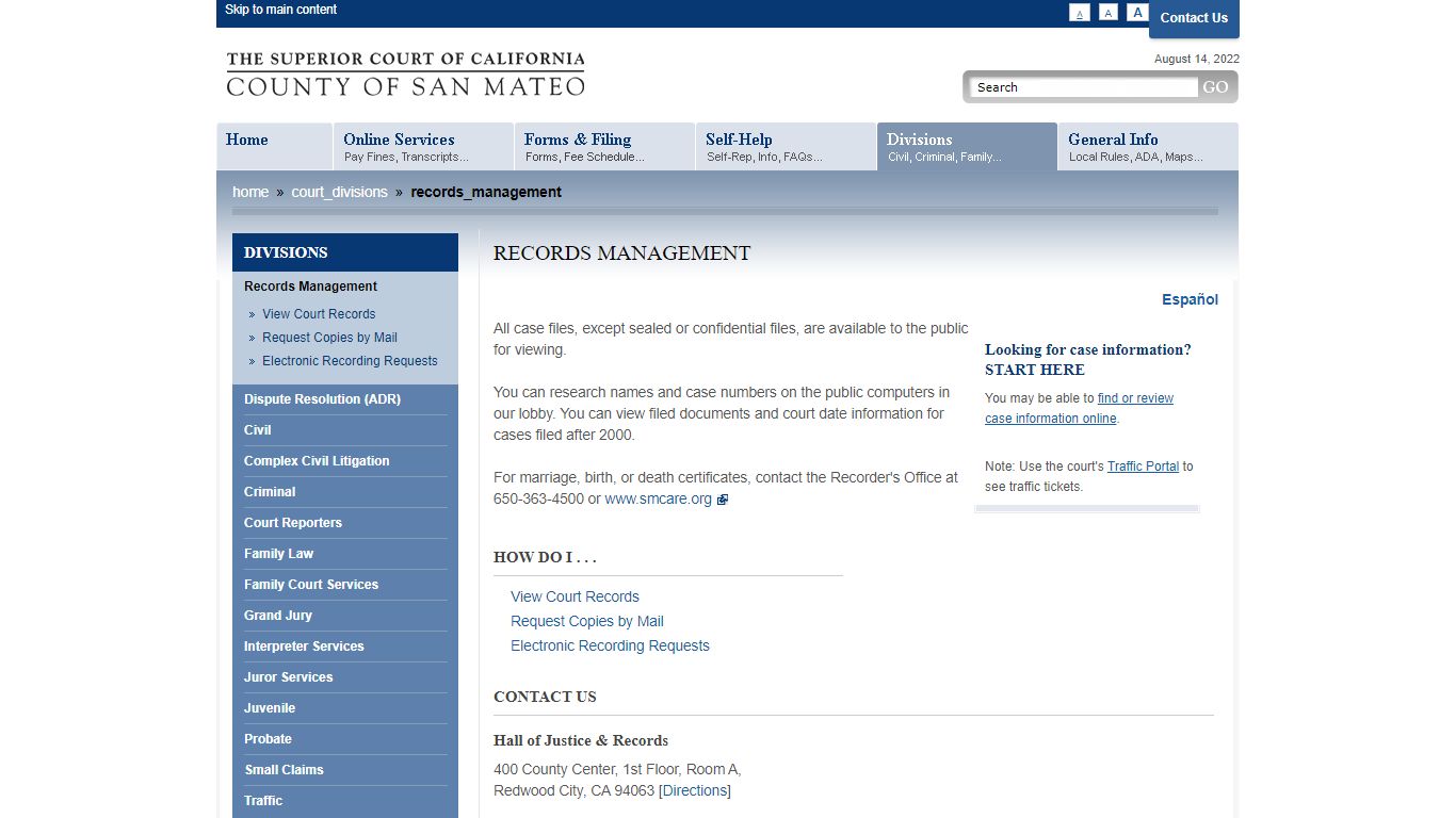 Records Management - San Mateo County Superior Court