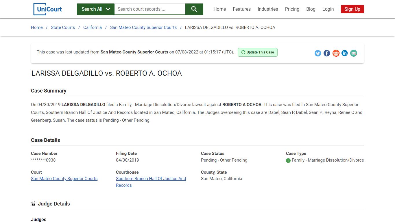LARISSA DELGADILLO vs ROBERTO A OCHOA | Court Records ...