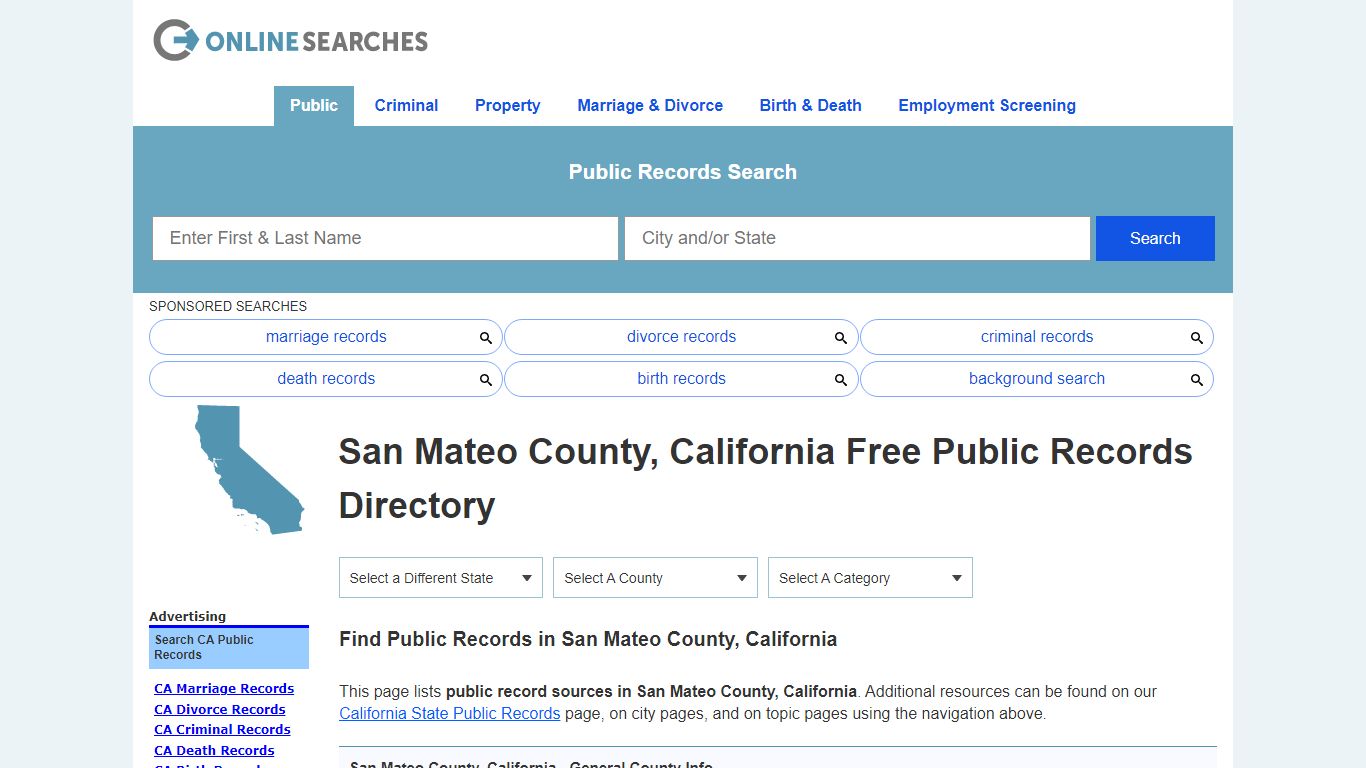 San Mateo County, California Public Records Directory